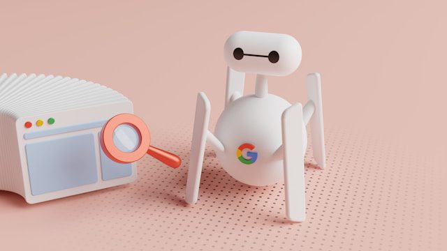 Robottino bianco che cerca nel web